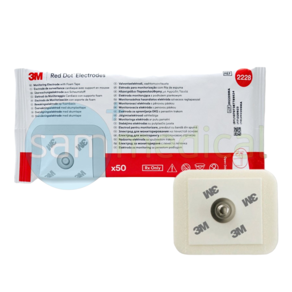 ELECTRODES 4X3 , 25CM/SUPPORT MOUSSE / 3M-2228