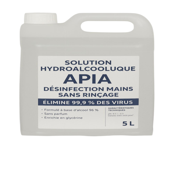 SOLUTION HYDROALCOOLIQUE APIA 5L